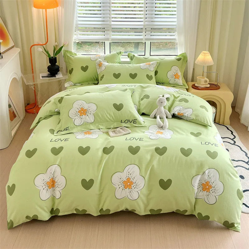 DecorBites™ Cotton Stripe Comforter Cover Set for Single Double Bed - Autumn Winter