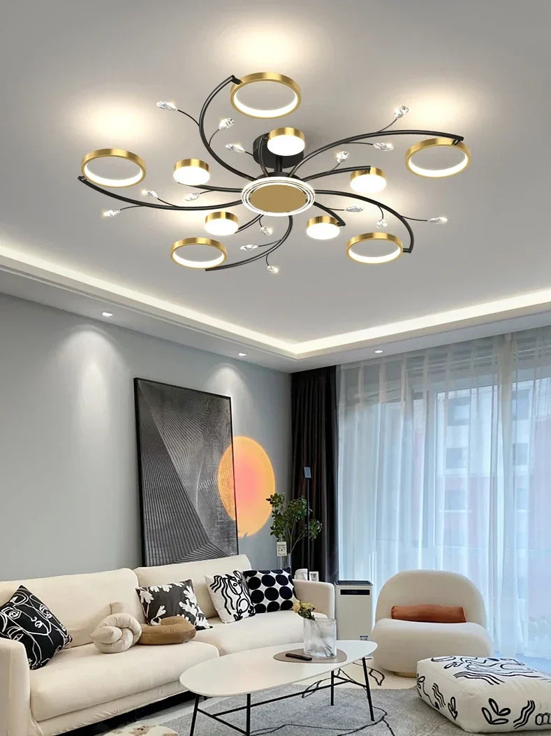 Gold Crystal LED Chandelier K9 12-Head