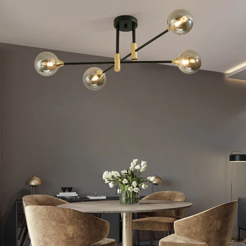 Decorbites™ Schwarz & Gold LED Runder Ball-Lüster - Elegante Beleuchtung für Zuhause