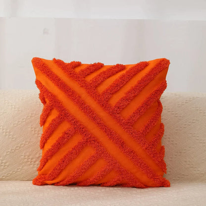DecorBites™ Geometric Waves Tufted Pillow Covers with Embroidered Tassels