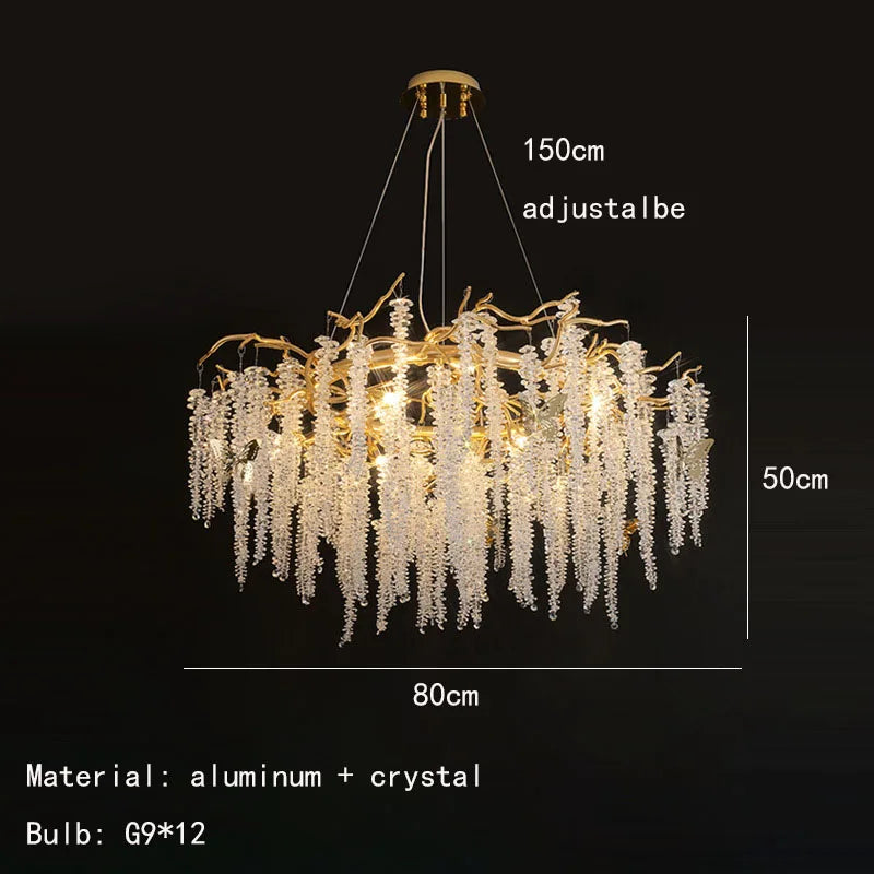 Decorbites™ Gold-Aluminium-Kristall-Kronleuchter für elegante Beleuchtung im Esszimmer