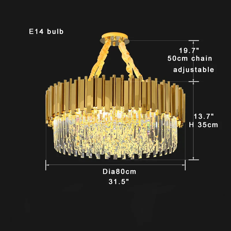 DecorBites™ Gold K9 Crystal Ceiling Chandelier, Dimmable Luxury Living Room Bedroom Lighting