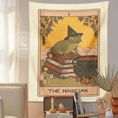 Decorbites™ Frosch-Magie-Tarot-Wandbehang: Vintage-Psychedelisches-Hippie-Ästhetik-Dekor