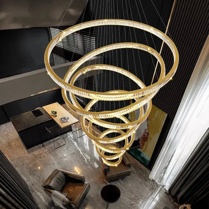 Decorbites™ Kristall-Runder Kronleuchter: Elegante Treppen-Pendantleuchte für luxuriöse Heimdekoration