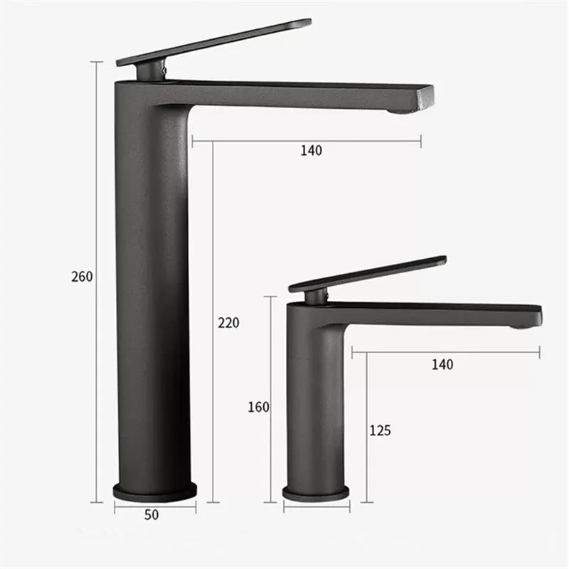Decorbites™ Gewehr Grau Wasserfall Beckenarmatur - Messing Heiß Kalt Waschbeckenarmatur