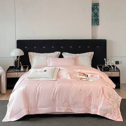 DecorBites™ Embroidered Butterfly Flowers Patchwork Bedding Set
