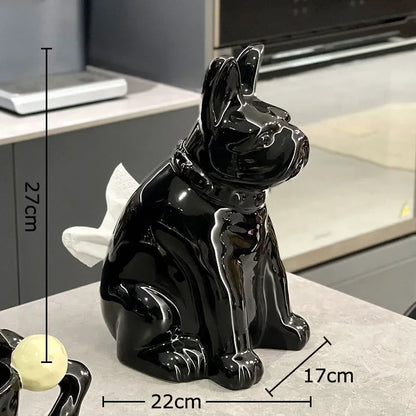 Decorbites™ Französische Bulldogge Keramik-Tissue-Box - Kreative Schreibtisch-Dekoration für Zuhause und Büro
