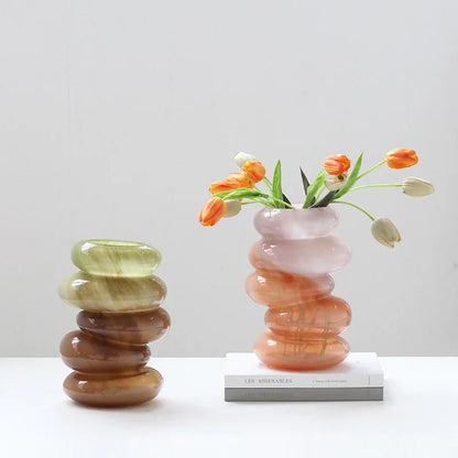 Decorbites™ Geometrische Glasvase mit Farbverlauf Blumenarrangement Wohnaccessoire