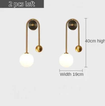 DecorBites™ Glass Ball LED Wall Lamp in Gold Iron for Modern Bedroom and Study Lighting
