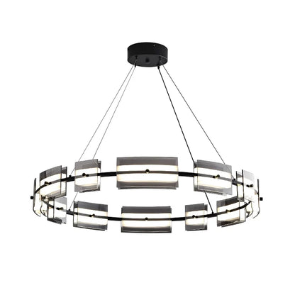 DecorBites™ Glass Restaurant Chandelier, High-End All Copper Lighting Fixture