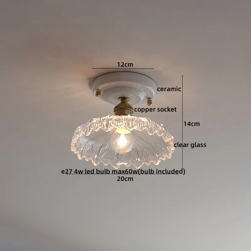 DecorBites™ LED Canopy Ceiling Light Glass Copper Luminaria De Teto