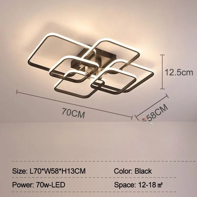 Decorbites™ LED-Deckenleuchte 4 Ringe 78 W quadratisch für Wohnzimmer Schlafzimmer Bar
