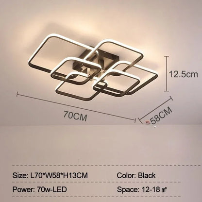 Decorbites™ LED-Deckenleuchte 4 Ringe 78 W quadratisch für Wohnzimmer Schlafzimmer Bar