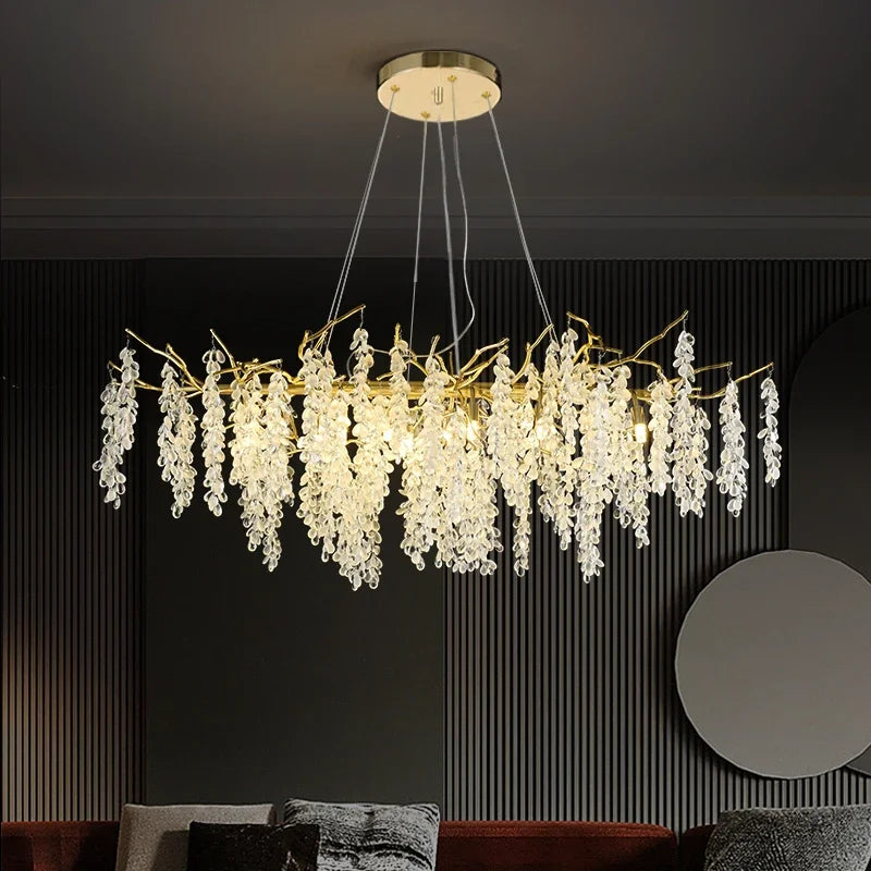 Decorbites™ Goldener Ast-Kristall-Leuchter für luxuriöses europäisches Wohnzimmer