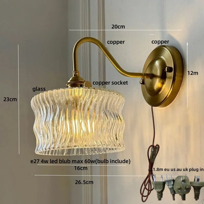Decorbites™ Grünes Glas-LED-Wandleuchte mit Kupferknopf-Schalter für modernes Heim-Dekor