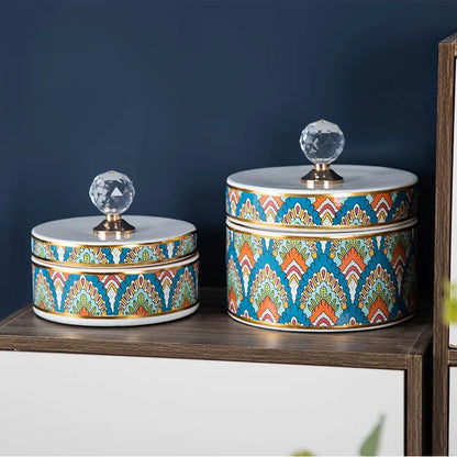 DecorBites™ Crystal Ball Ceramic Jewelry Box: Decorative Storage Jar for Home Organization