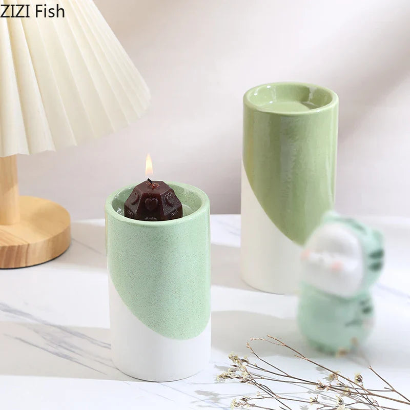 Decorbites™ Grünes Zylinderleuchter-Set für romantische Heimdekoration