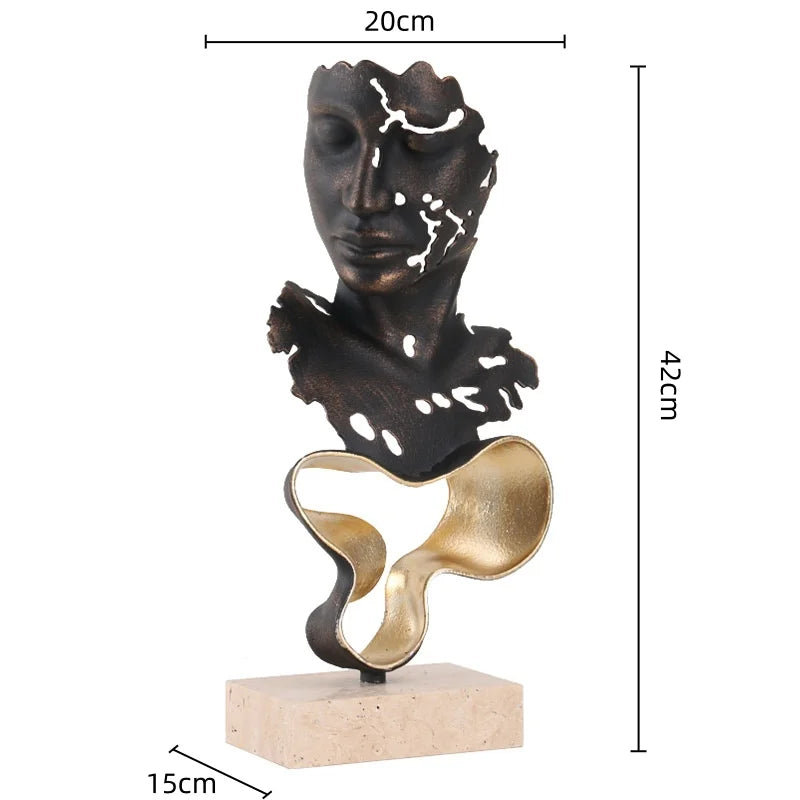 Decorbites™ Geometrische Abstrakte Gesicht Metallstatue Figurine Heimdekoration