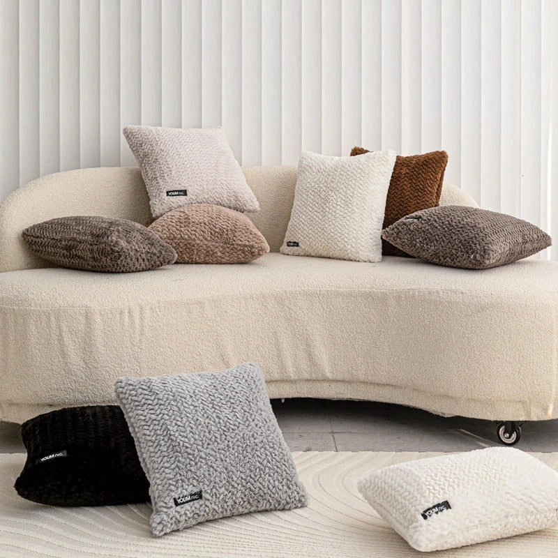 DecorBites™ Geometric Texture Plush Cushion Cover - Modern Nordic Style Pillow Cases
