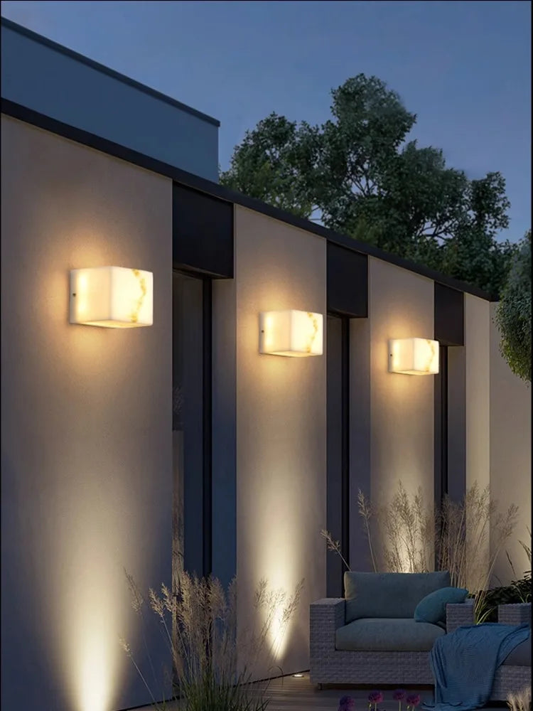 Decorbites™ Art-Deco-Marmorwürfel-LED-Wandleuchte für Innen- und Außenbereich IP54 wasserdicht