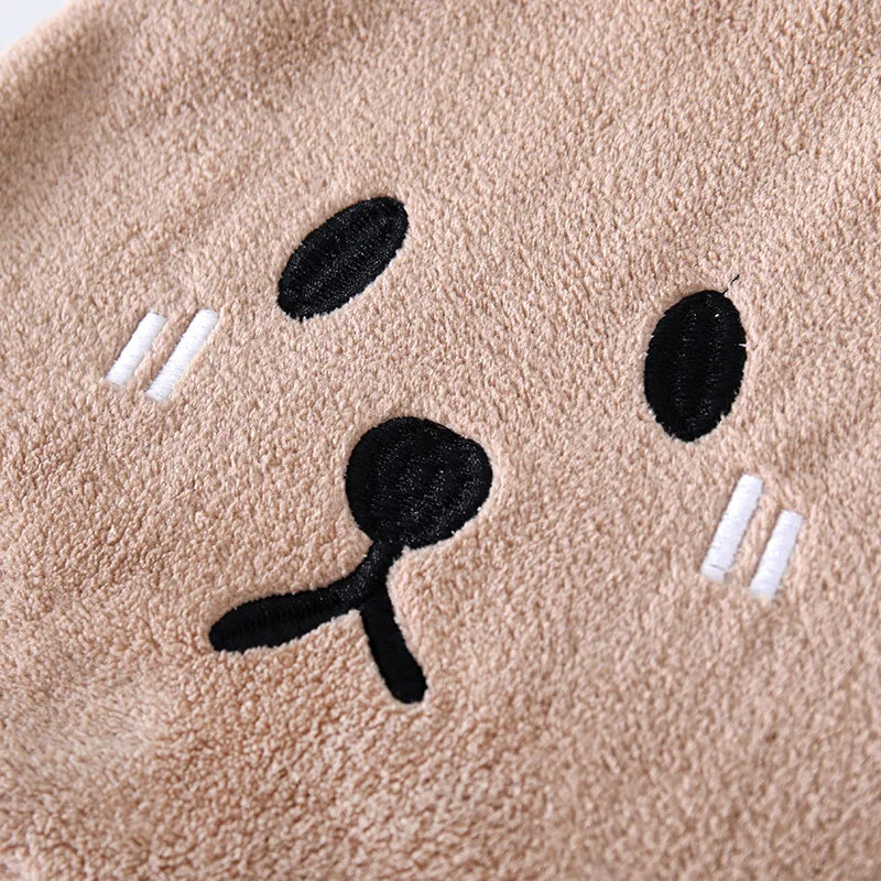 Coral Velvet Hand Towel Bear Design Kids