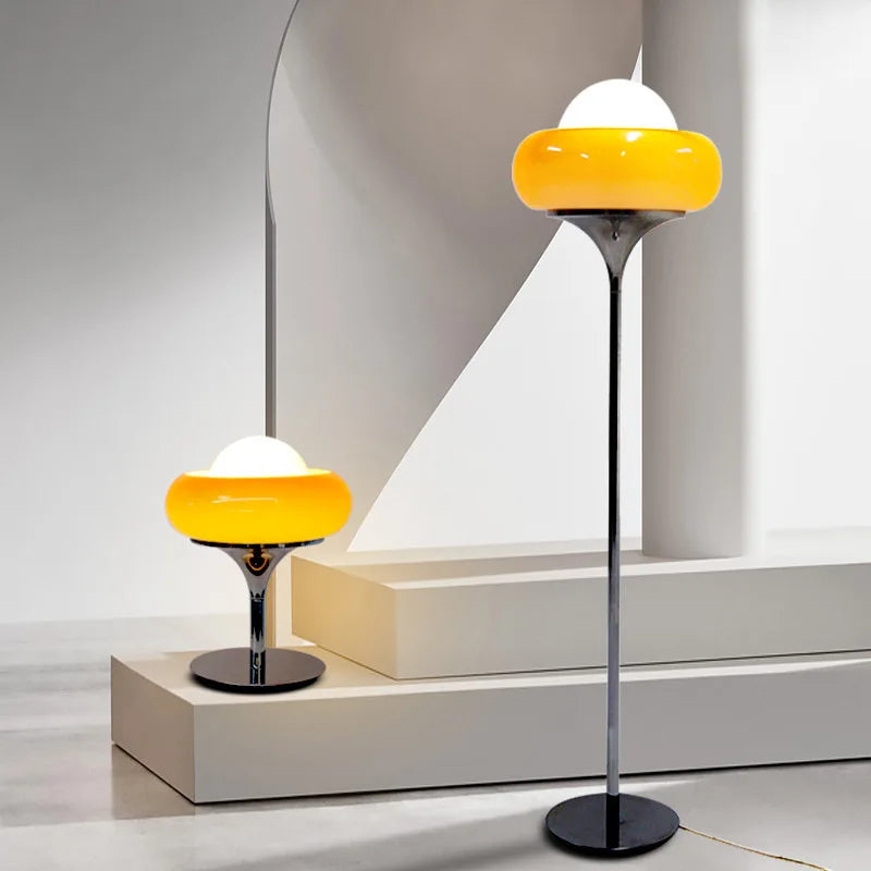 Decorbites™ Guzzini Moderne Bauhaus-Tischlampe Schlafzimmer Arbeitszimmer Wohnzimmer Retro Gelb Creme