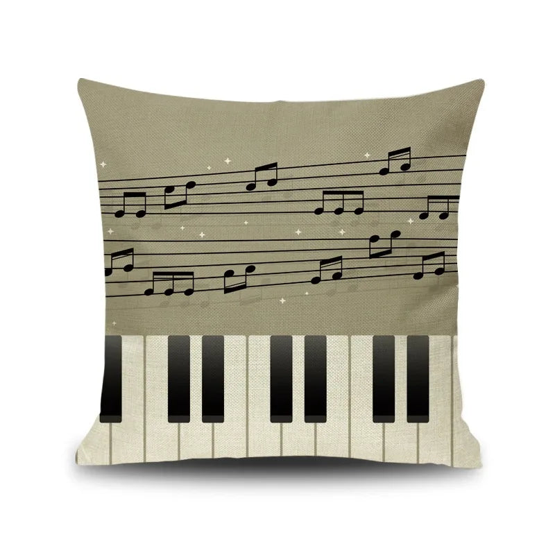 Decorbites™ Notenbrief Piano-Grafik-Druck Leinen-Kissenbezug 45x45cm Wohnzimmer-Dekoration