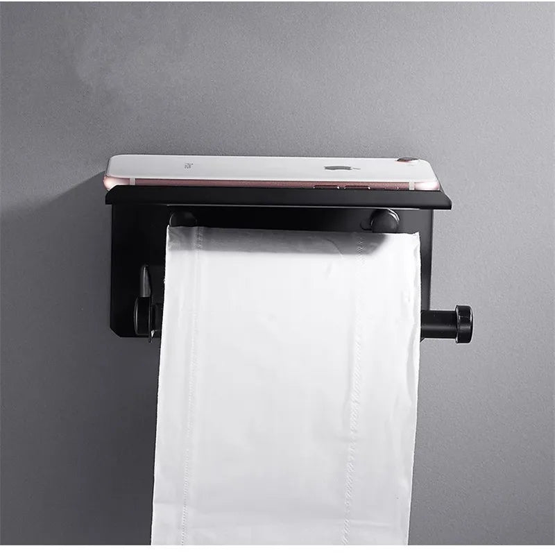 Decorbites™ Schwarzer Geätzter Aluminium-Bad-Toilettenpapierhalter Toilettenpapierrollenhalter