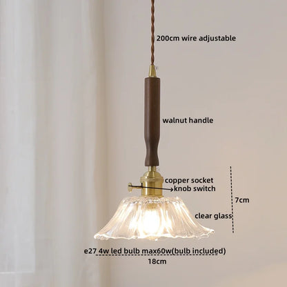 DecorBites™ LED Walnut Copper Pendant Light with Knob Switch - Modern Style Lighting Fixtures