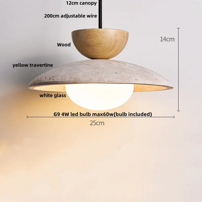 DecorBites™ LED Wood Pendant Light Fixture Wabi Sabi Hang Lamp for Living Room