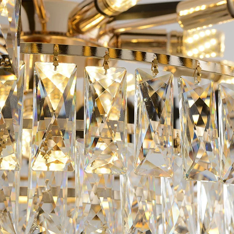 Crystal Ceiling Chandelier Round D80cm Gold