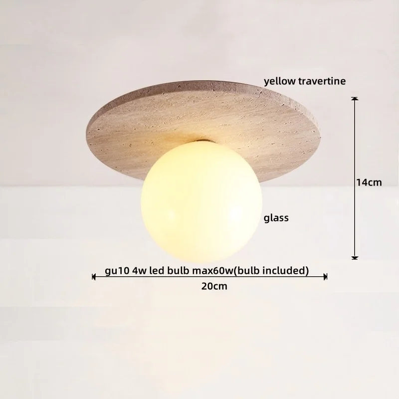 DecorBites™ LED Ceiling Light with Wood Base and White Glass Shade