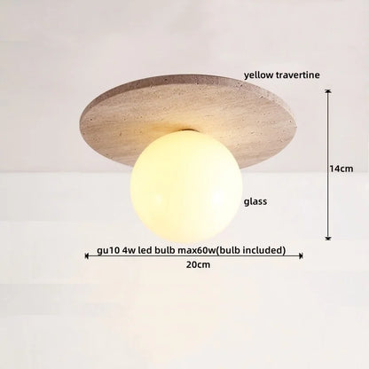 DecorBites™ LED Ceiling Light with Wood Base and White Glass Shade