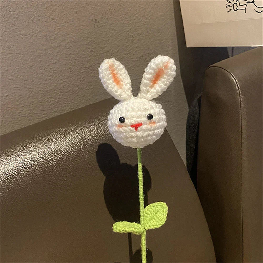 Decorbites™ Gestricktes Sonnenblumen- & Hasen-Bouquet: Handgefertigte Häkel-DIY-Heimdekoration & Geschenk