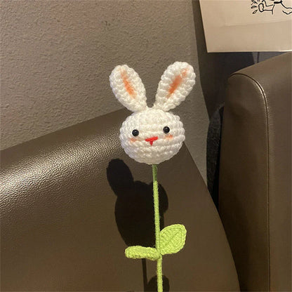 Decorbites™ Gestricktes Sonnenblumen- & Hasen-Bouquet: Handgefertigte Häkel-DIY-Heimdekoration & Geschenk
