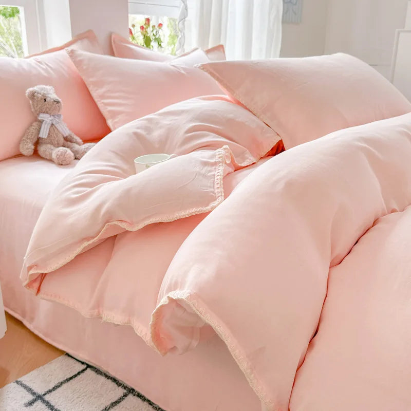 DecorBites™ Cotton Edge Embroidery Bedding Set for Autumn/Winter