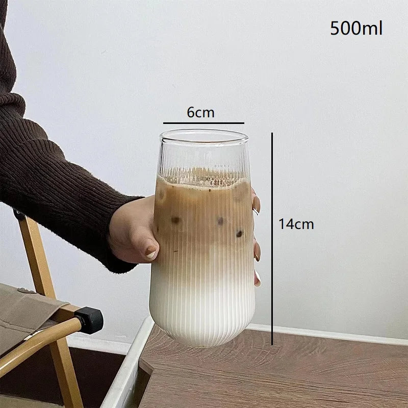 Decorbites™ Klar-Glas-Kaffeetassen-Set aus 6 Stück – Hitzbeständiges vertikales Design für verschiedene Getränke