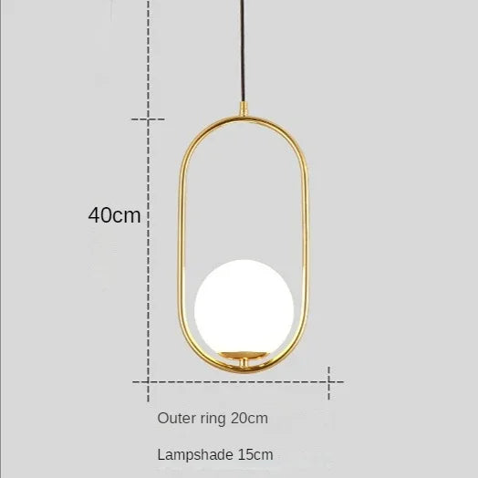 Decorbites™ Goldener Ring-Glasball-Hängeleuchte für Schlafzimmer und Wohnzimmer.
