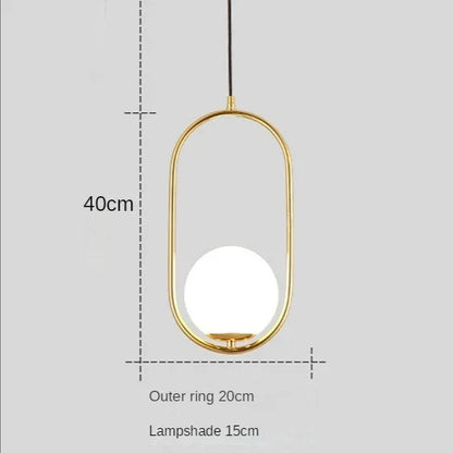 Decorbites™ Goldener Ring-Glasball-Hängeleuchte für Schlafzimmer und Wohnzimmer.