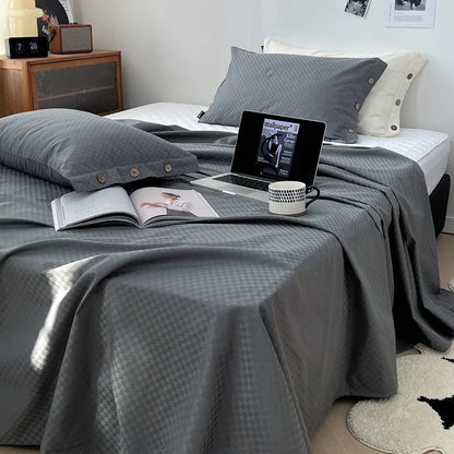 DecorBites™ Luxe Cotton Satin Stripe Bed Sheet Set with 2 Pillowcase