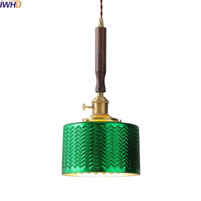 Decorbites™ Grüne Glas-LED-Pendantlampen, Walnuss-Kupfer Moderne Hängeleuchten