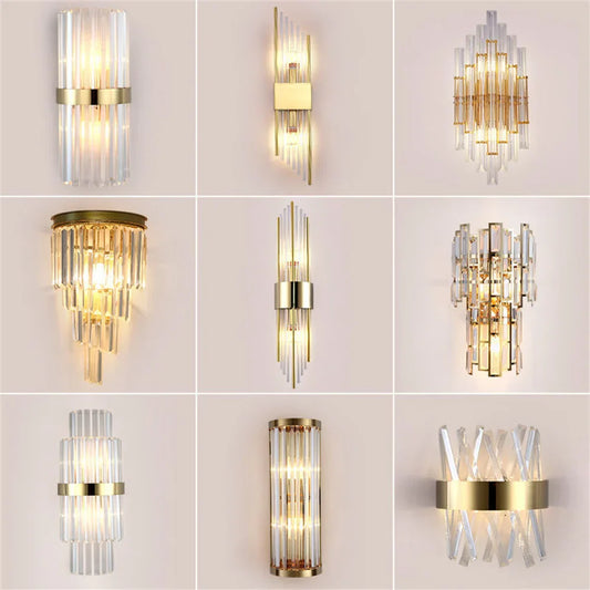 DecorBites™ Crystal LED Wall Lamp Stainless Steel Sconces for Bedroom Dining Room