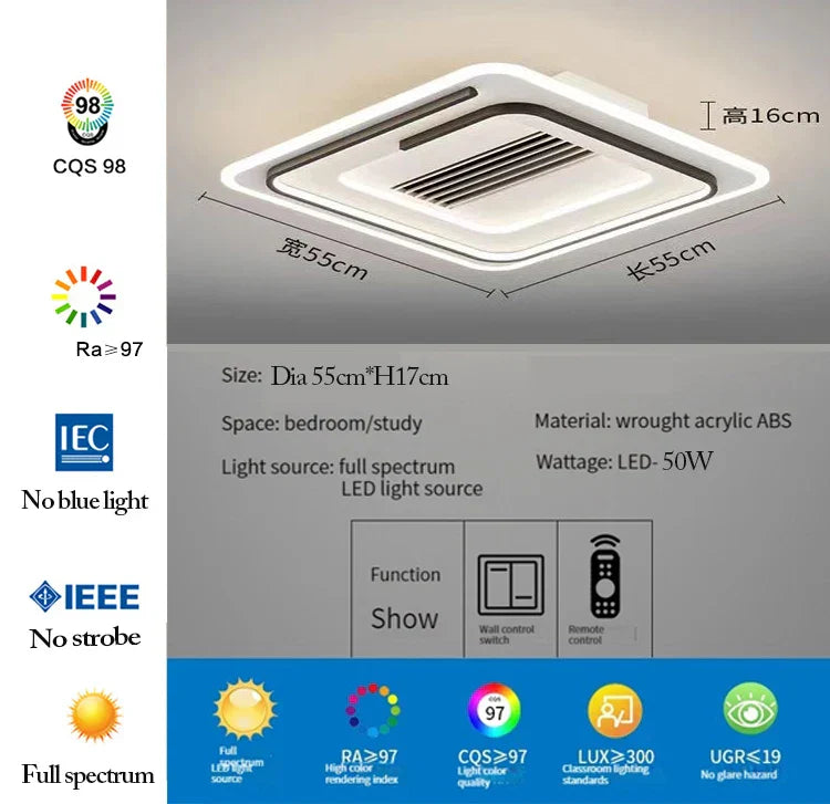 Decorbites™ LED-blattloser Deckenventilator mit Fernbedienung für modernes Wohnzimmer