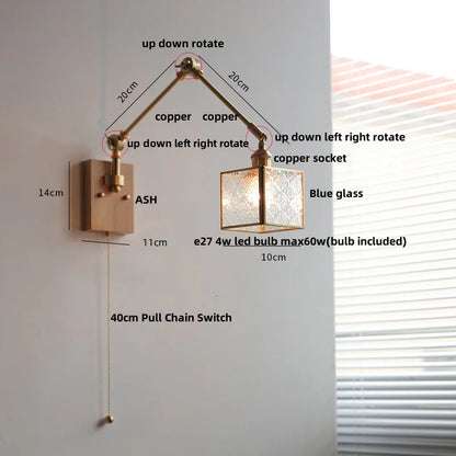 Decorbites™ LED-Wandlampe drehbar Glas Walnuss Schwingarme Flur Treppenlicht