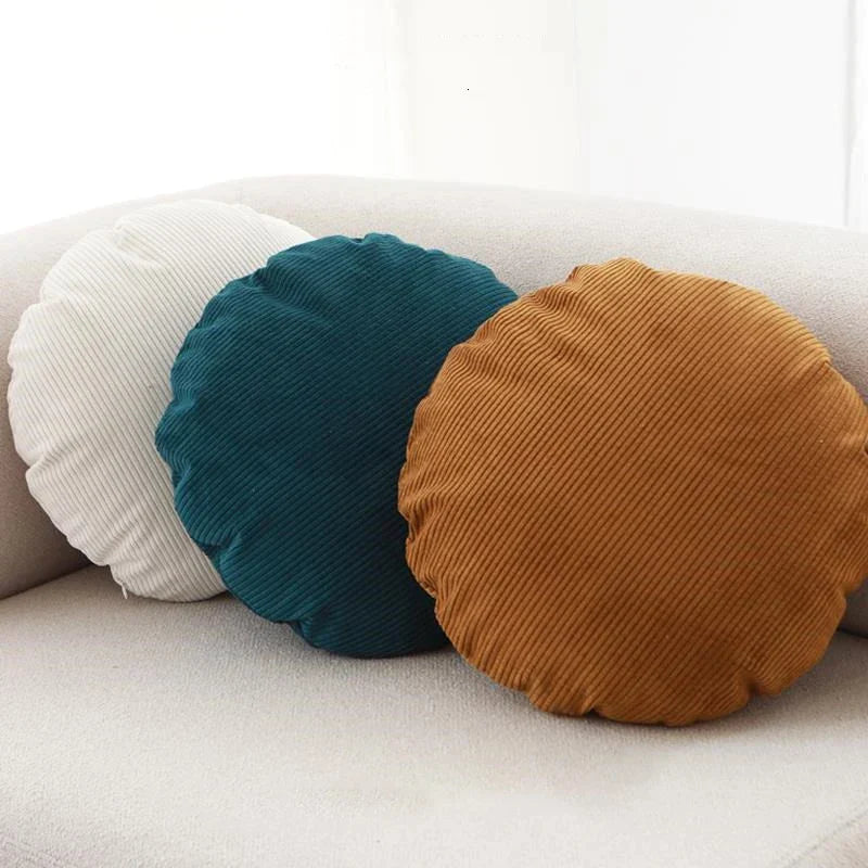 Decorbites™ Kordstoff-Rund-Kissenbezug 60x60 cm - Einfarbiges Streifenmuster für Sofa