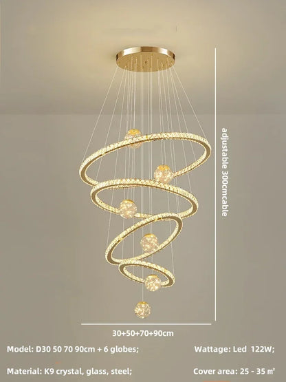 Decorbites™ Kristall-LED-Kronleuchter: Moderne Pendelleuchten für das Wohnzimmer, Glasglobus-Hängeleuchte