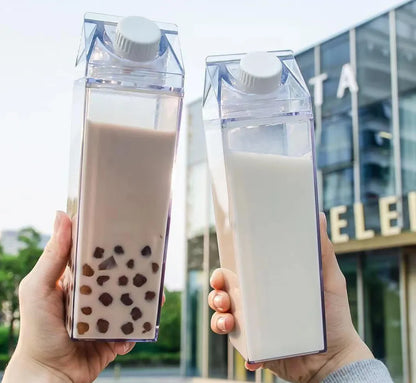 Decorbites™ Klare Milchpackung Wasserflasche & Trinkbecher, tragbare Plastik-Saft-Tee-Aufbewahrung