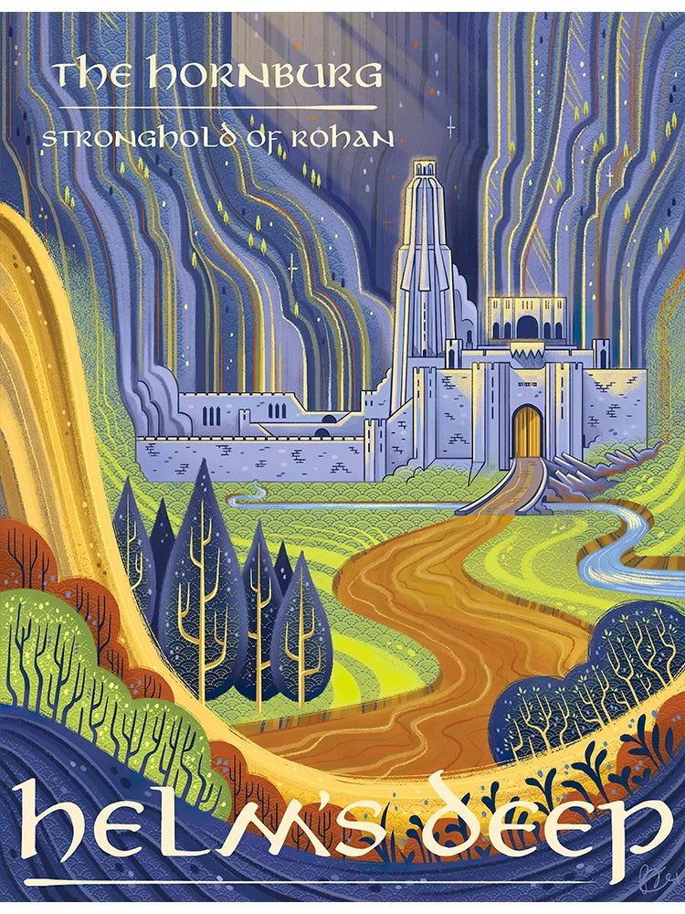 Abstract Ring Art Retro Travel Poster Canvas Painting Vintage Film Mordor Castle Lord Magic Wall Kid Bed Room Home Decor Picture