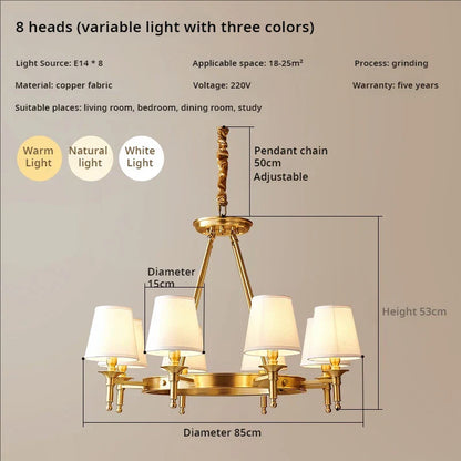 DecorBites™ Copper American Chandelier: Luxury Modern Living Room, Dining Room, Bedroom Light