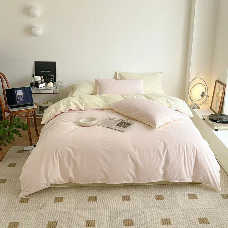 Decorbites™ Baumwoll-Bettwäsche-Set für Queensize-Bett: Bettbezug, Laken, Steppdeckenbezug, Kissenbezüge – Weich & Bequem